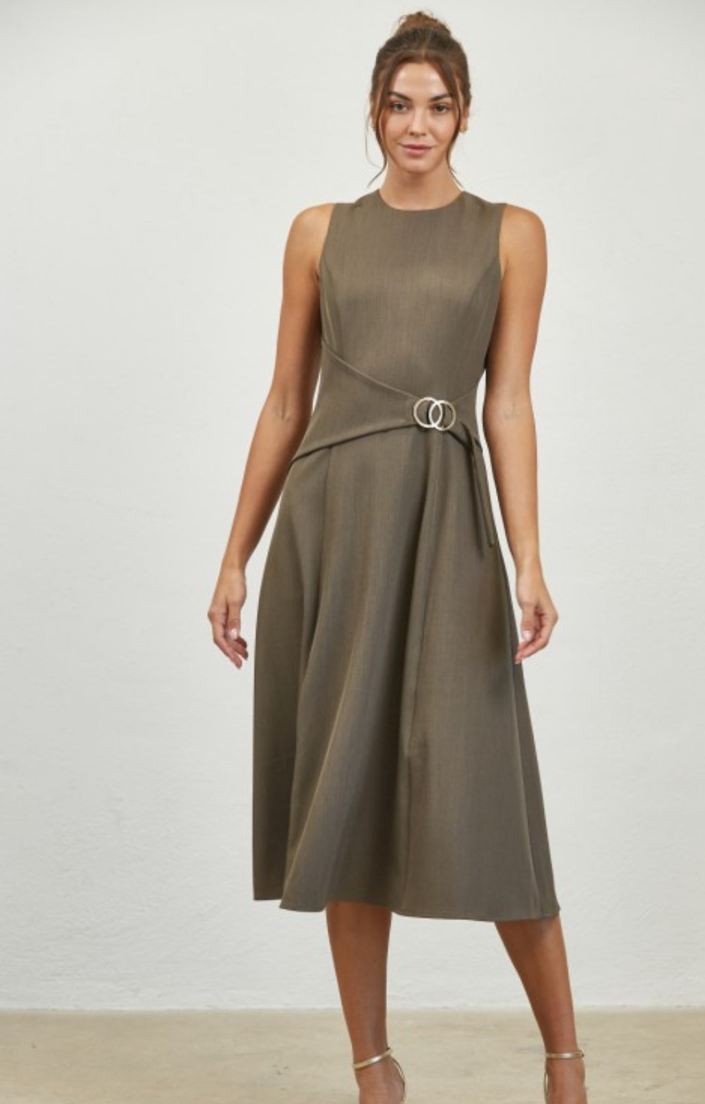 Edit By Nine Mocha Dress with Waist Buckle