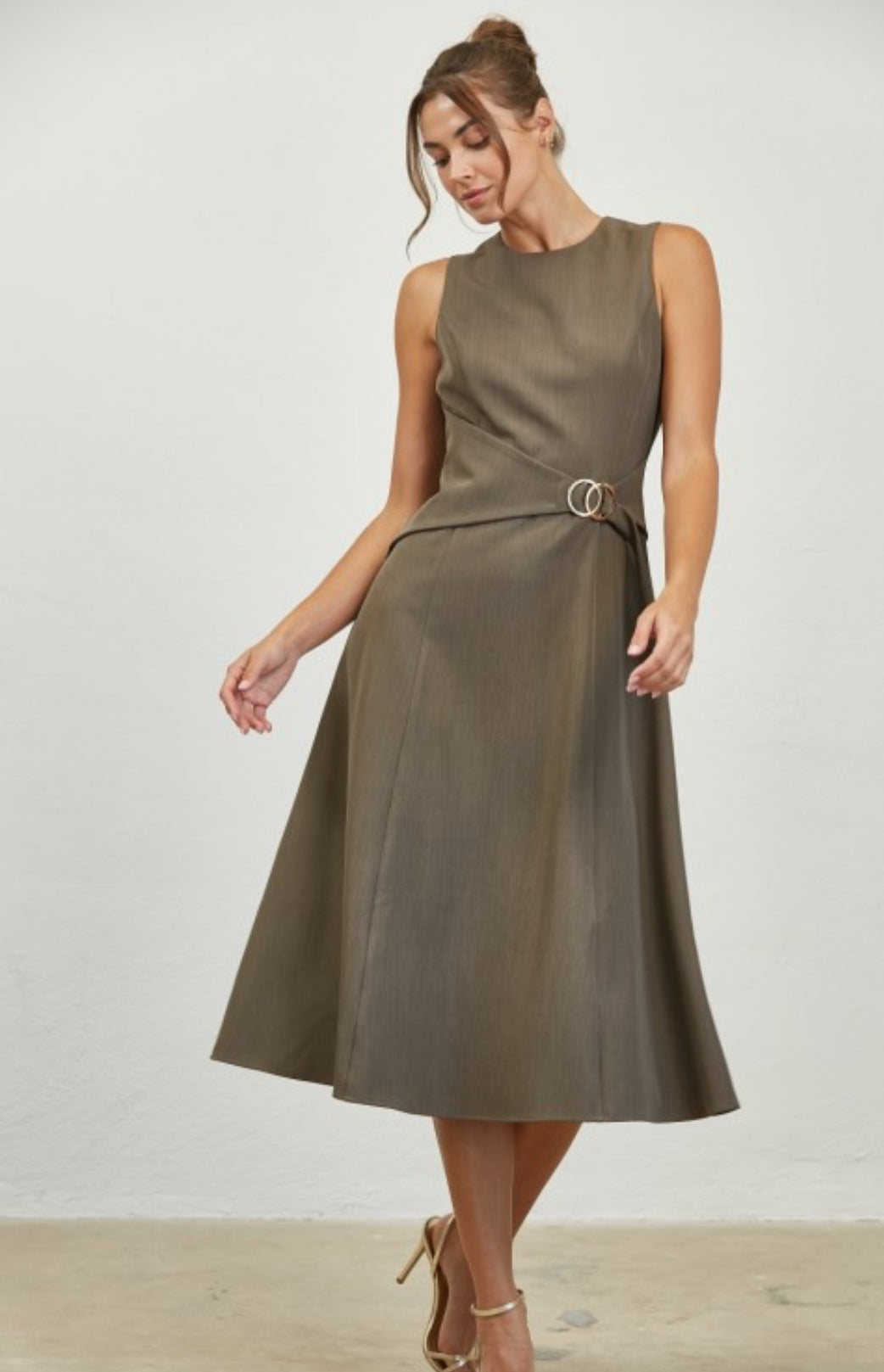 Edit By Nine Mocha Dress with Waist Buckle