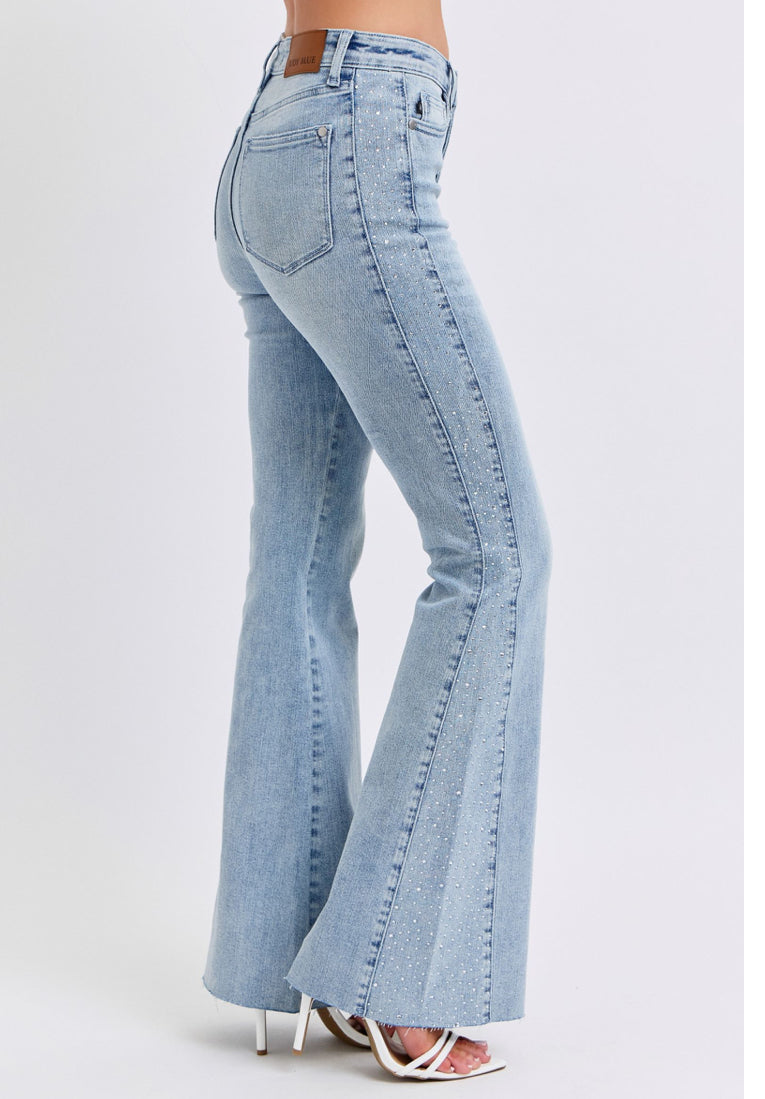 JUDY BLUE 5 BUTTON RHINESTONE DETAIL JEANS