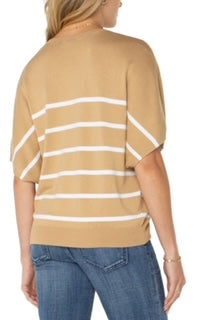 Liverpool Short Sleeve Dolman V Neck Sweater Tan