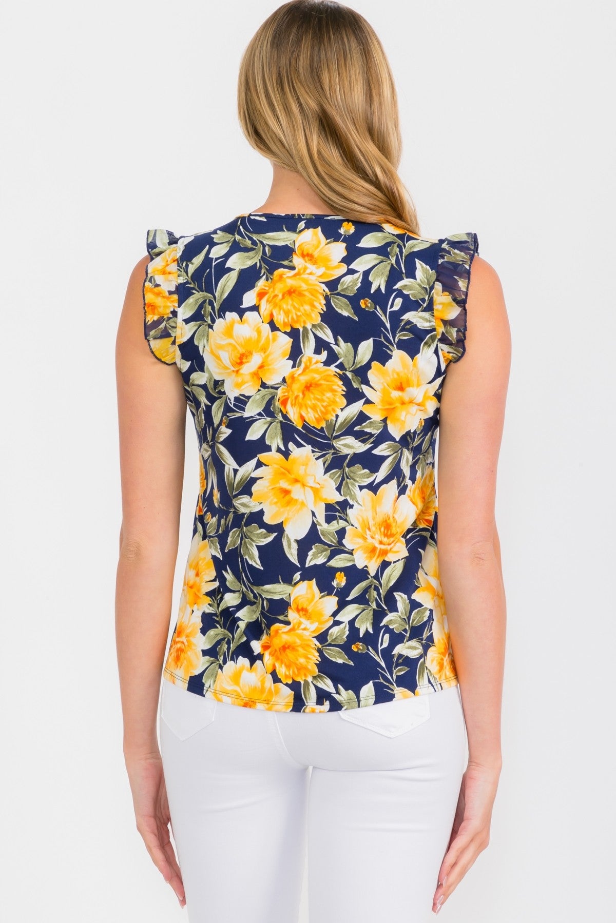 PER NAVY YELLOW FLORAL TOP