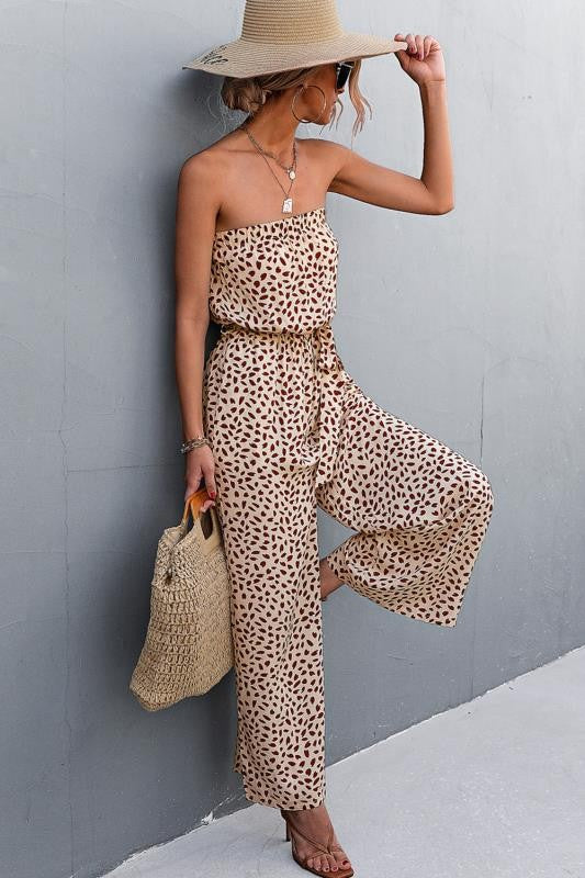 T Cream/Brown Spot Jumpsuit X LARGE