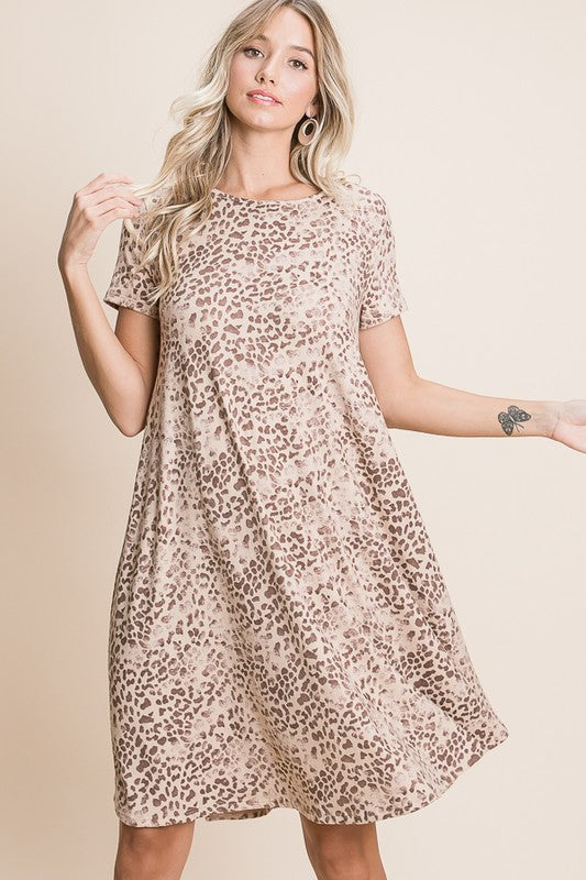 BB S/S Cheetah Print Dress SMALL