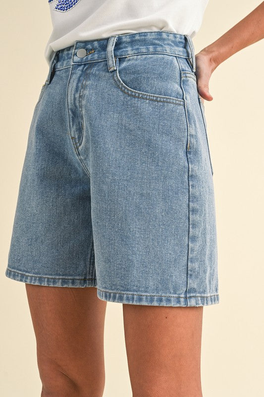 AW Stretch High Waist Mom Denim Shorts