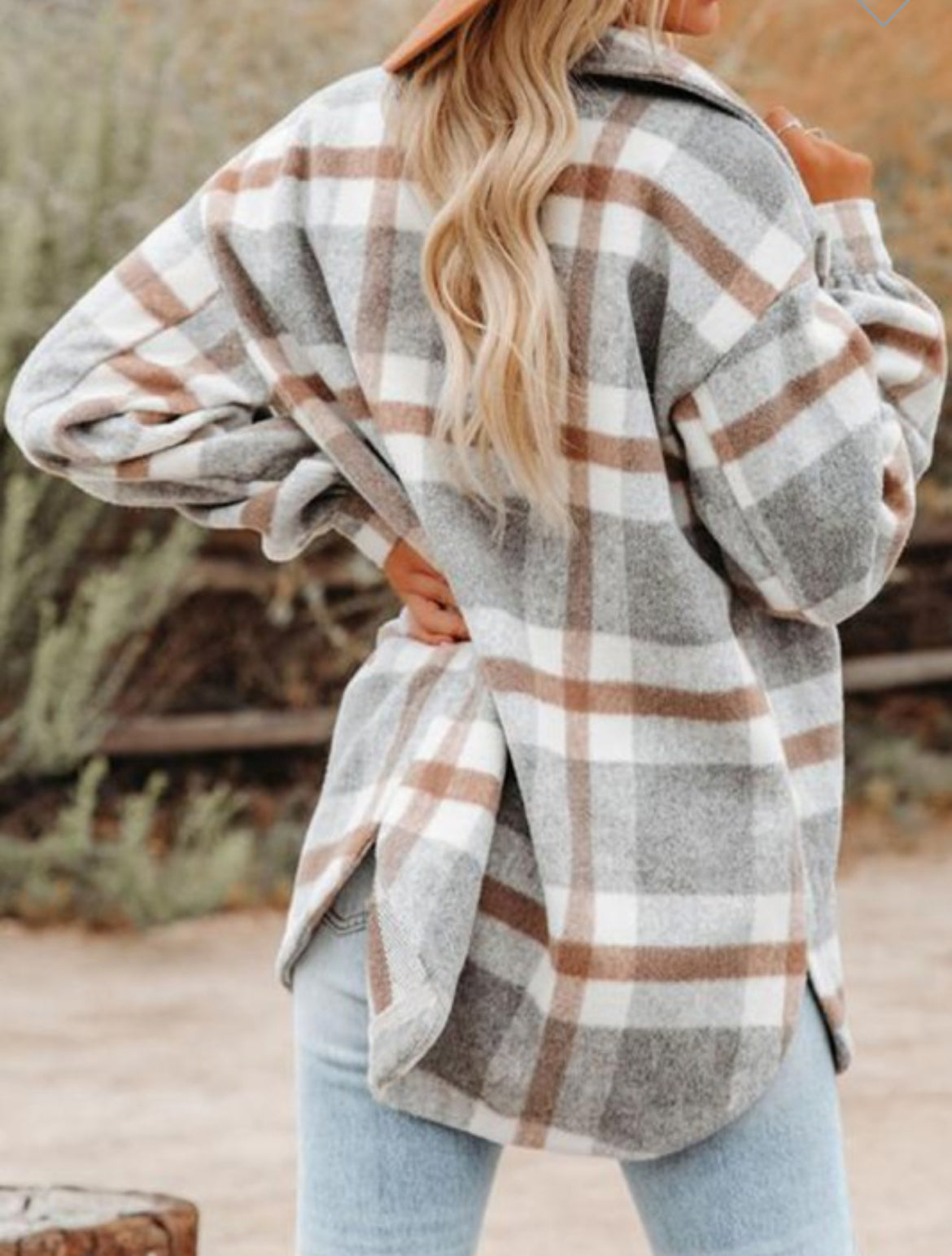 AF Plaid L/S Flannel Shacket Coat Grey