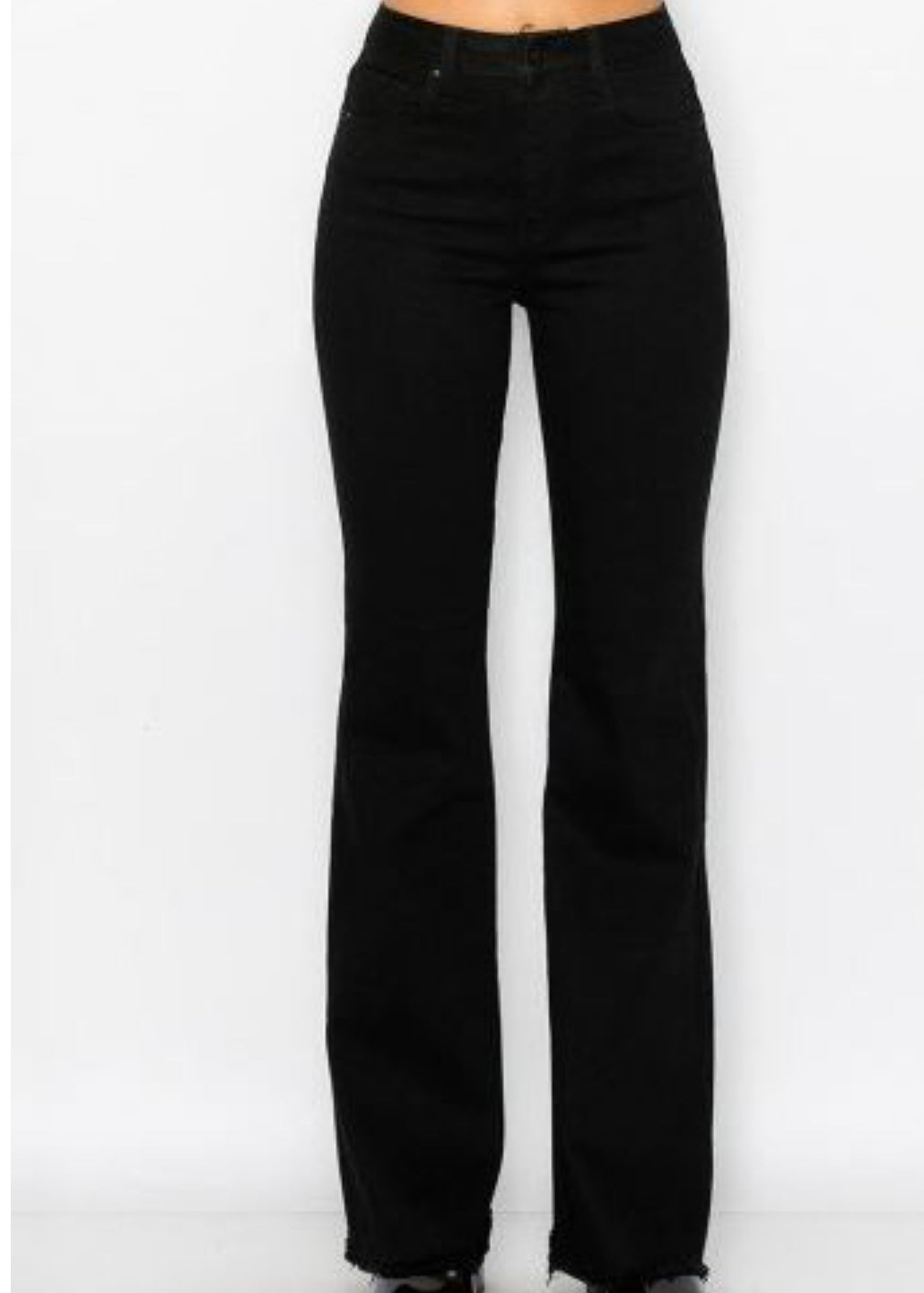 BA WAX Blk Flare Stretch Denim FRAY