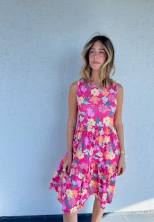 BB 3 Tier Floral Sundress Fushia