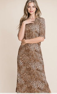 BB FALL S/S ANIMAL PRINT DRESS