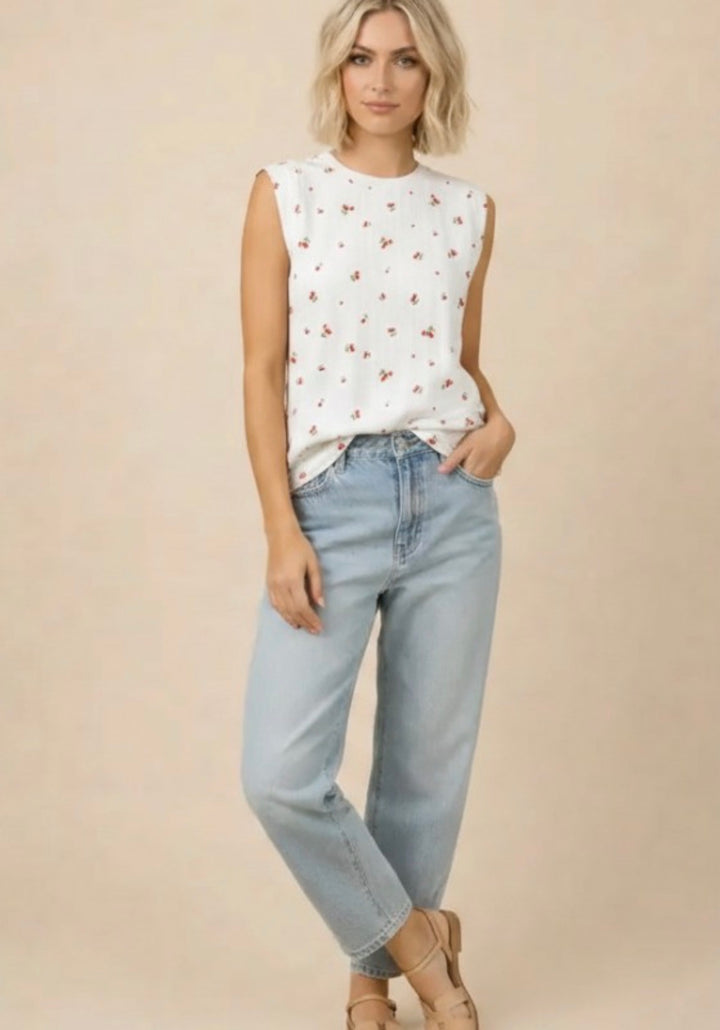 BOMBOM Cherry Print Tank Top