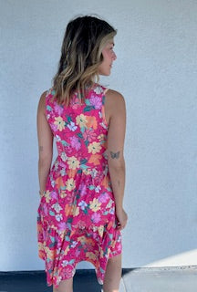 BB 3 Tier Floral Sundress Fushia