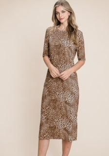 BB FALL S/S ANIMAL PRINT DRESS