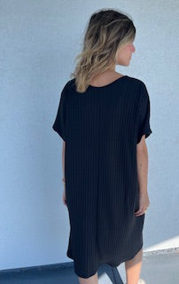 BB S/S Short Ribbed Dress Black