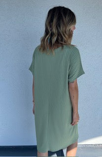 BB S/S Short Ribbed Dress Olive