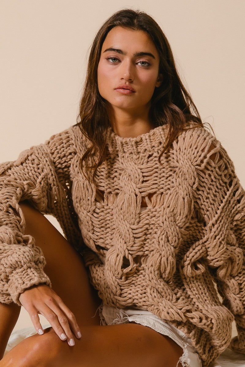 BIBI LARGE CABLE KNIT SWEATER