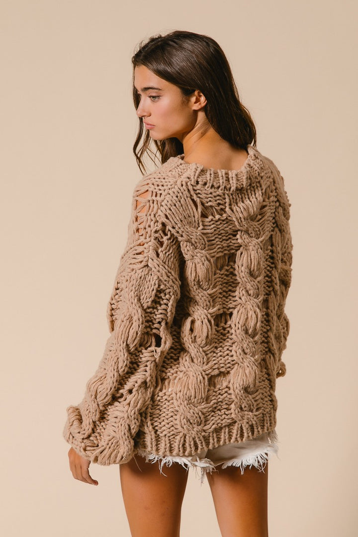 BIBI LARGE CABLE KNIT SWEATER