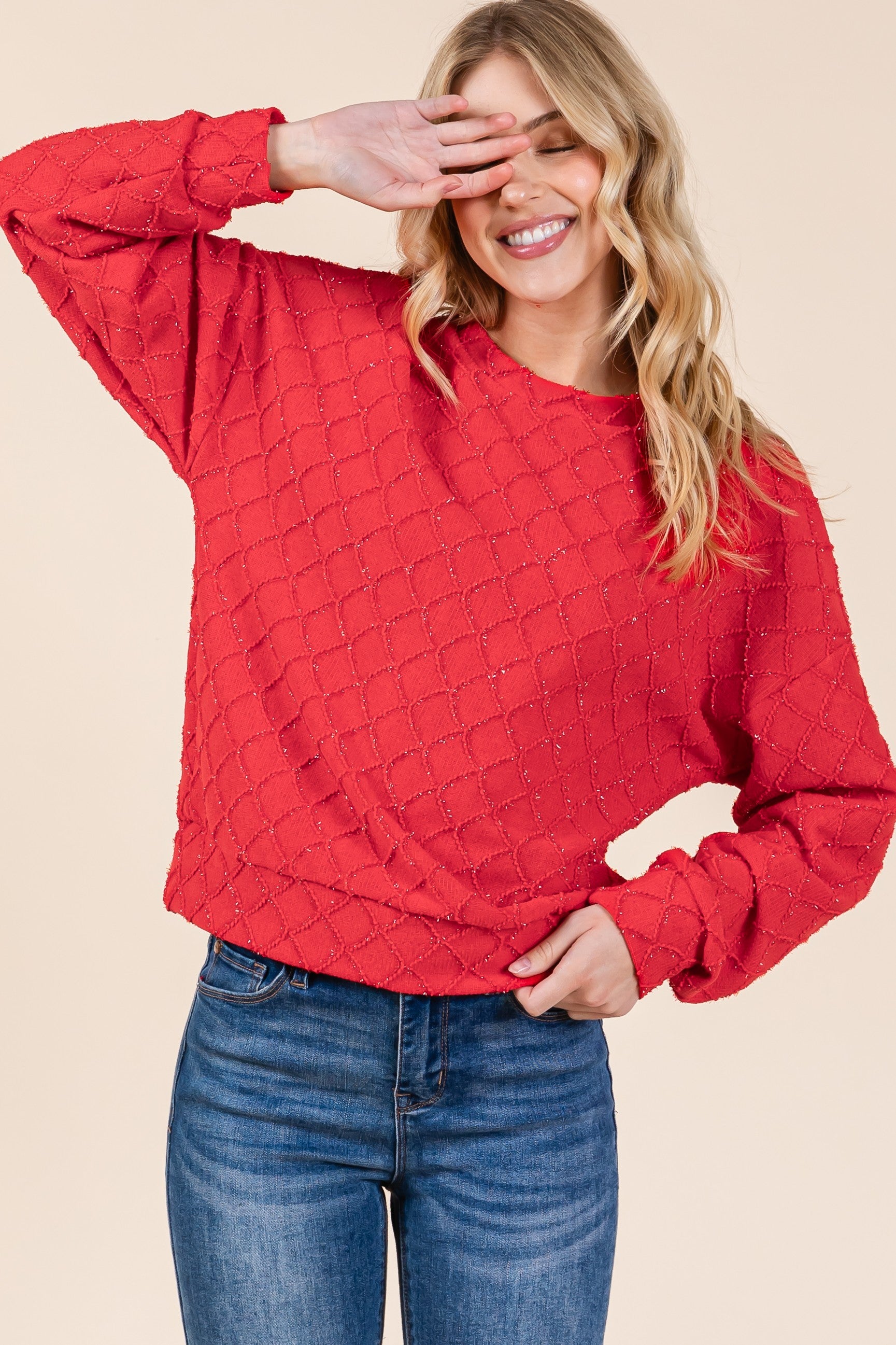 BB DIAMOND PATTERNED SWEATER