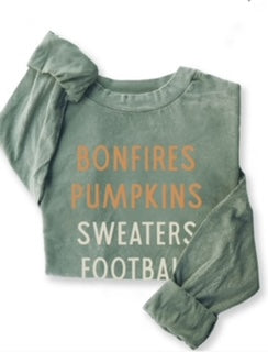 HRT/LUV BONFIRES PUMPKINS FOOTBALL L/S TEE SHIRT