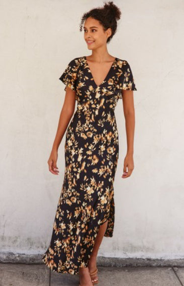 DF FLUTTER SLEEVE MAXI DRESS