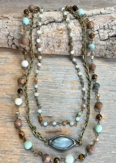 DY Emory Long Amazonite Turquoise/Brown Necklace