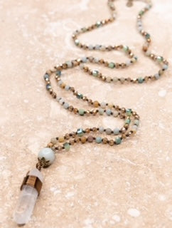 DY Suri Long Necklace Amazonite Clear/ Turquoise Pendant