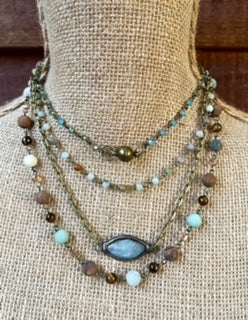 DY Emory Long Amazonite Turquoise/Brown Necklace