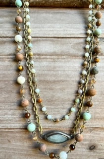 DY Emory Long Amazonite Turquoise/Brown Necklace