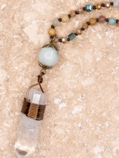 DY Suri Long Necklace Amazonite Clear/ Turquoise Pendant