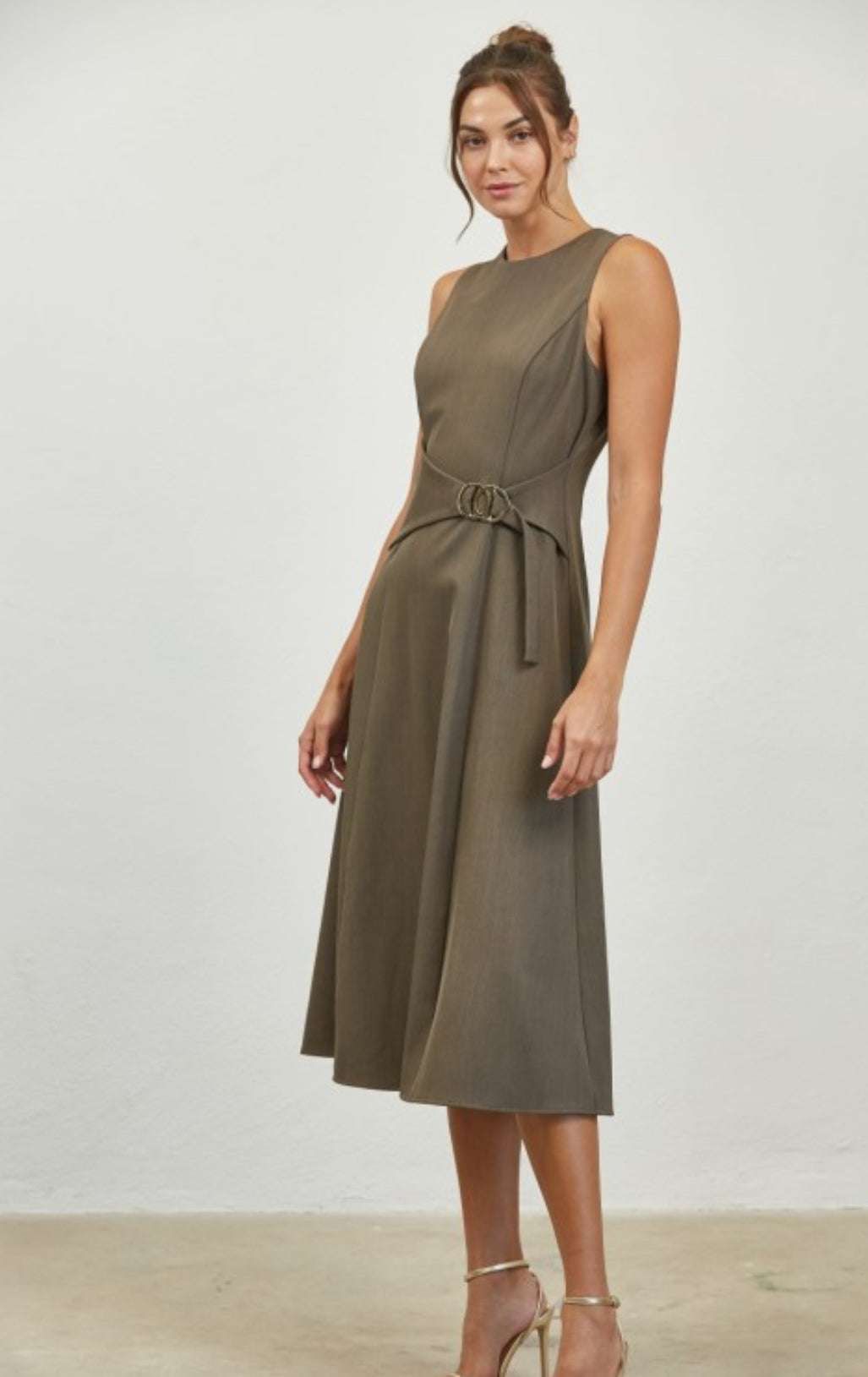 Edit By Nine Mocha Dress with Waist Buckle