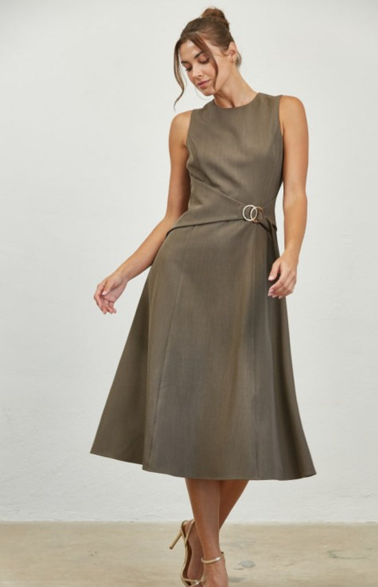 Edit By Nine Mocha Dress with Waist Buckle