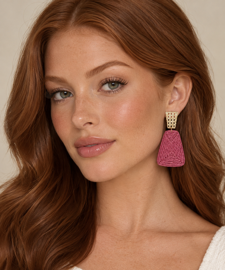 MER Faux Straw Dangle Earrings Fus3473