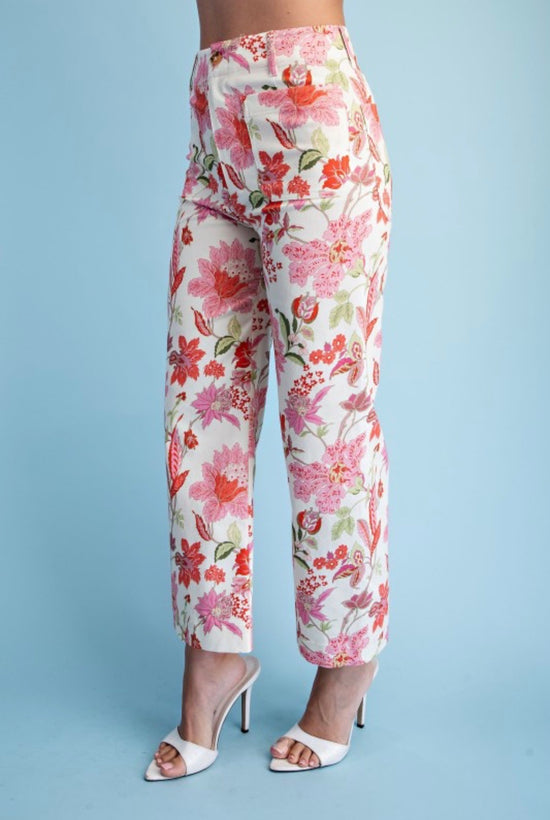 GIGIO Foral Ankle Crop Pants Blush Mix