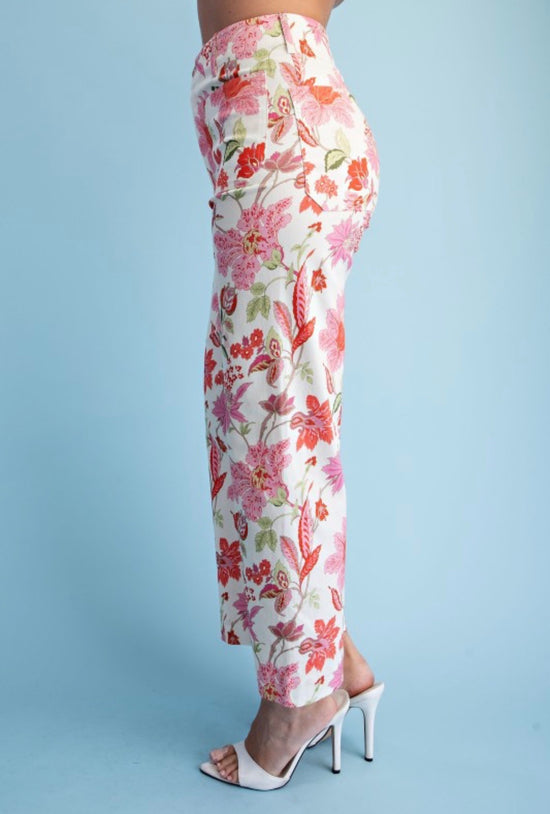 GIGIO Foral Ankle Crop Pants Blush Mix
