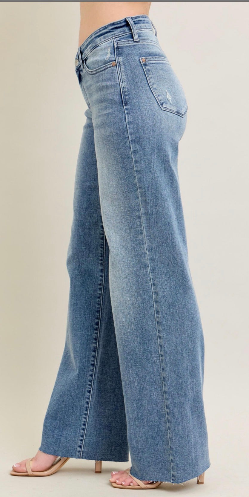 Judy Blue Mid Rise V-Front Baggy Jean Inseam 33"