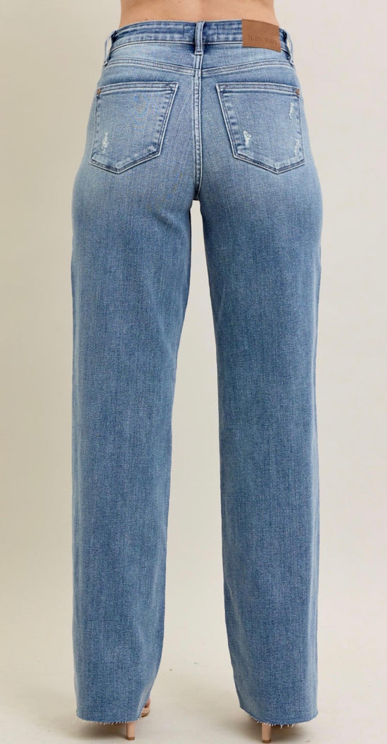 Judy Blue Mid Rise V-Front Baggy Jean Inseam 33"