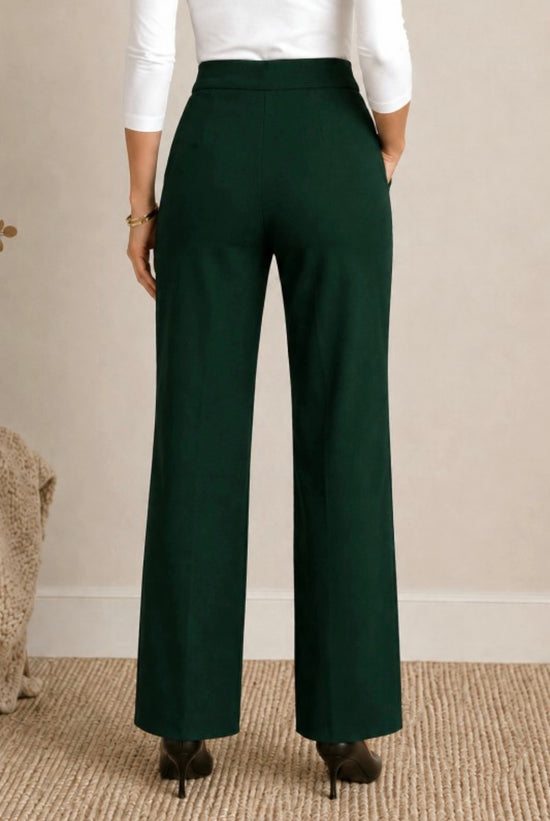 PINE Twill Stretch Wide Leg Patch Pocket Pants Hunter Green
