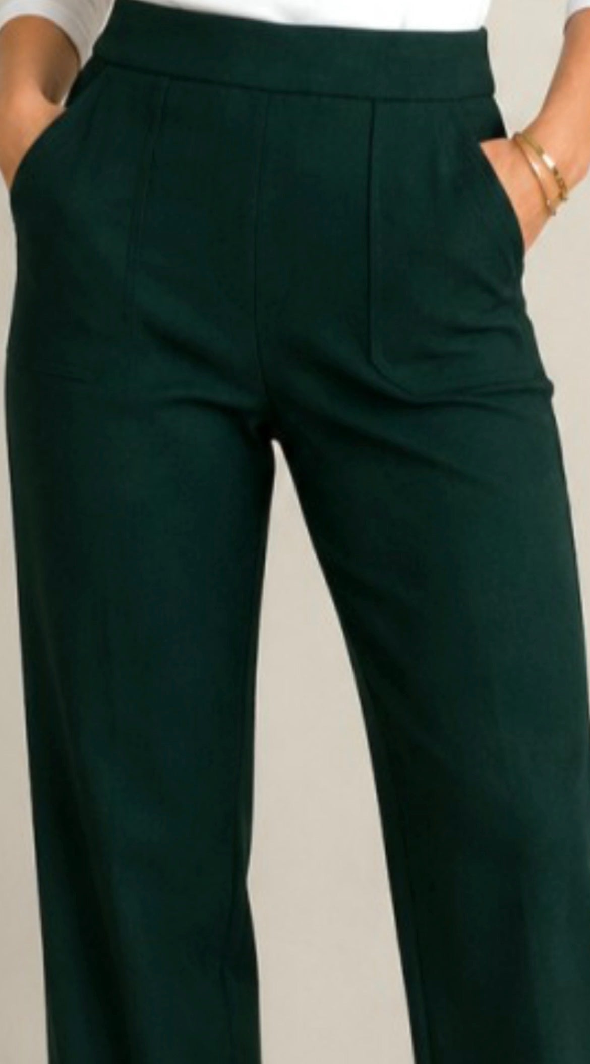 PINE Twill Stretch Wide Leg Patch Pocket Pants Hunter Green