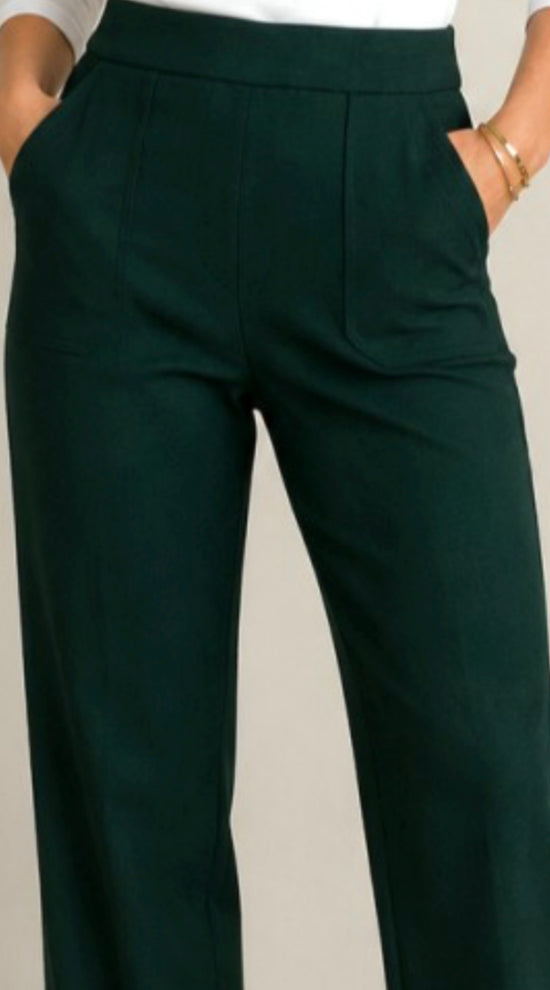 PINE Twill Stretch Wide Leg Patch Pocket Pants Hunter Green