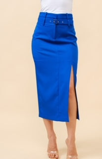 TC High Rise Side Slit Belted Skirt