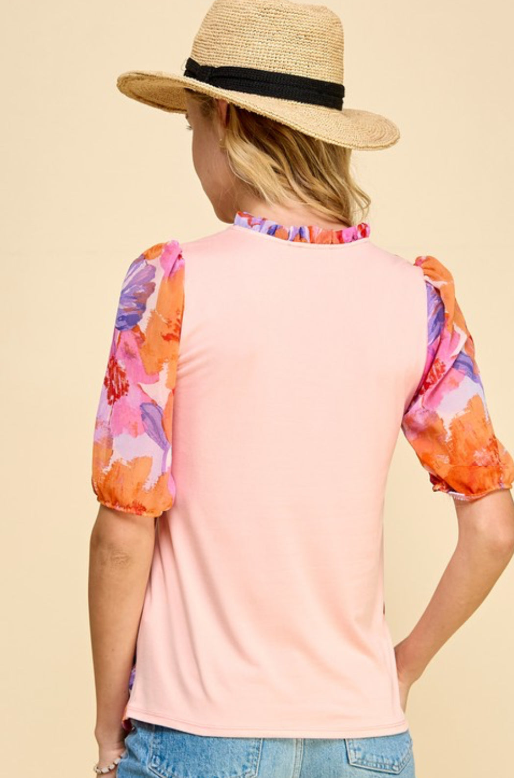 LA 1/4 Sleeve Floral Top