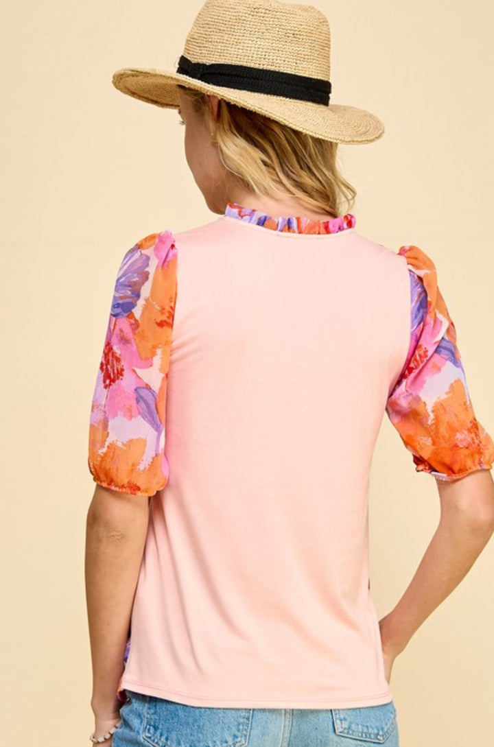 LA 1/4 Sleeve Floral Top