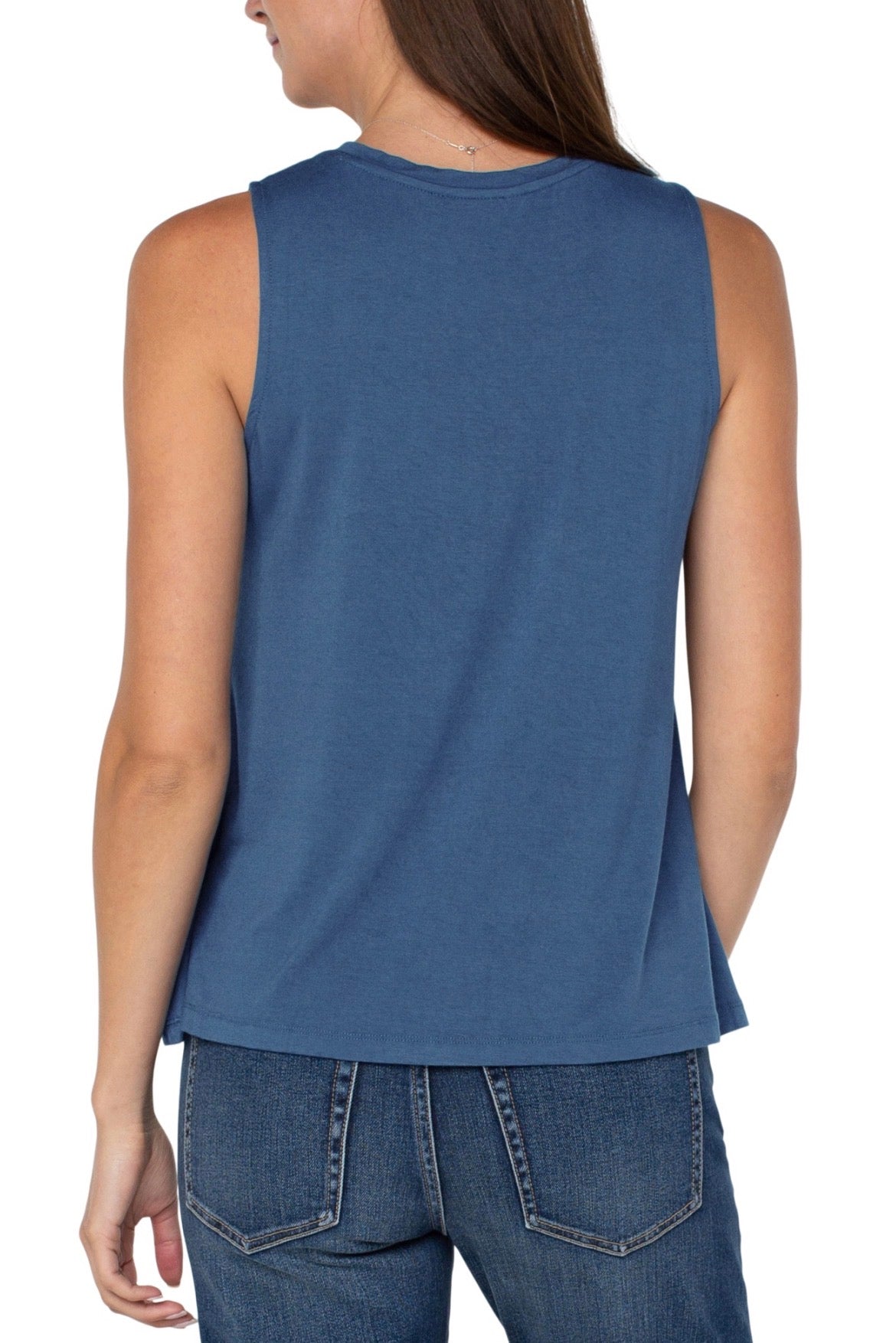 Liverpool Sleeveless Scoop Neck Tank French Blue