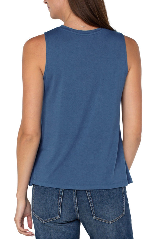 Liverpool Sleeveless Scoop Neck Tank French Blue