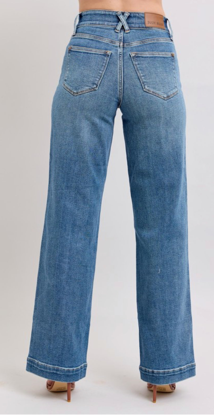 Judy Blue High Rise Wide Leg Star Detail Front 2 Button