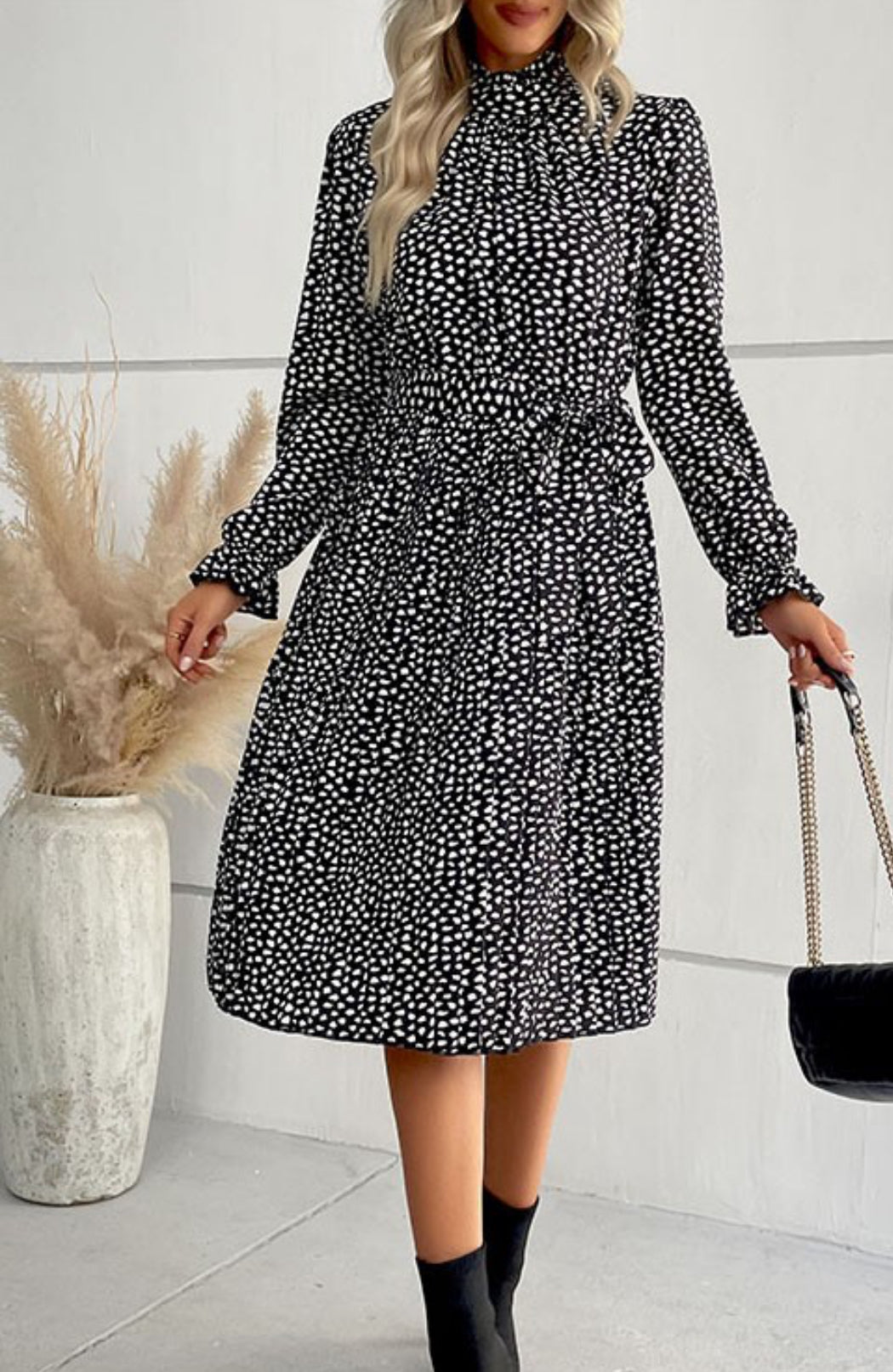 Jim and Nora L/S A Line Dress Black