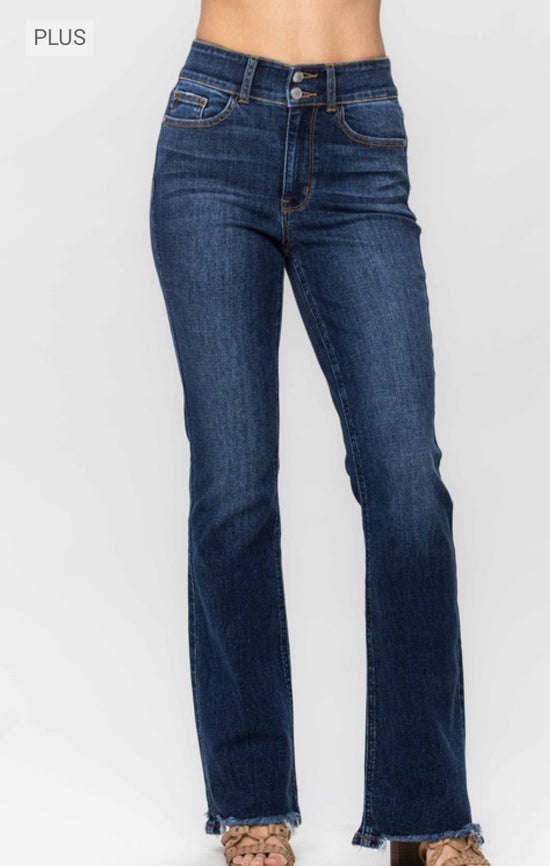 JUDY BLUE Frayed Bootcut Plus