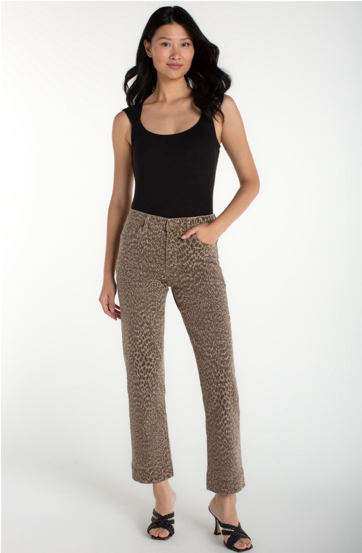 Liverpool Kennedy Straight Leg Wide Hem Animal Print Denim