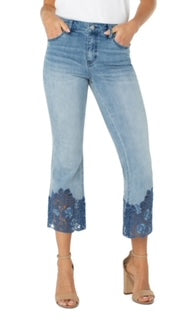 LIVERPOOL HANNAH CROP FLARE CROCHET HEM
