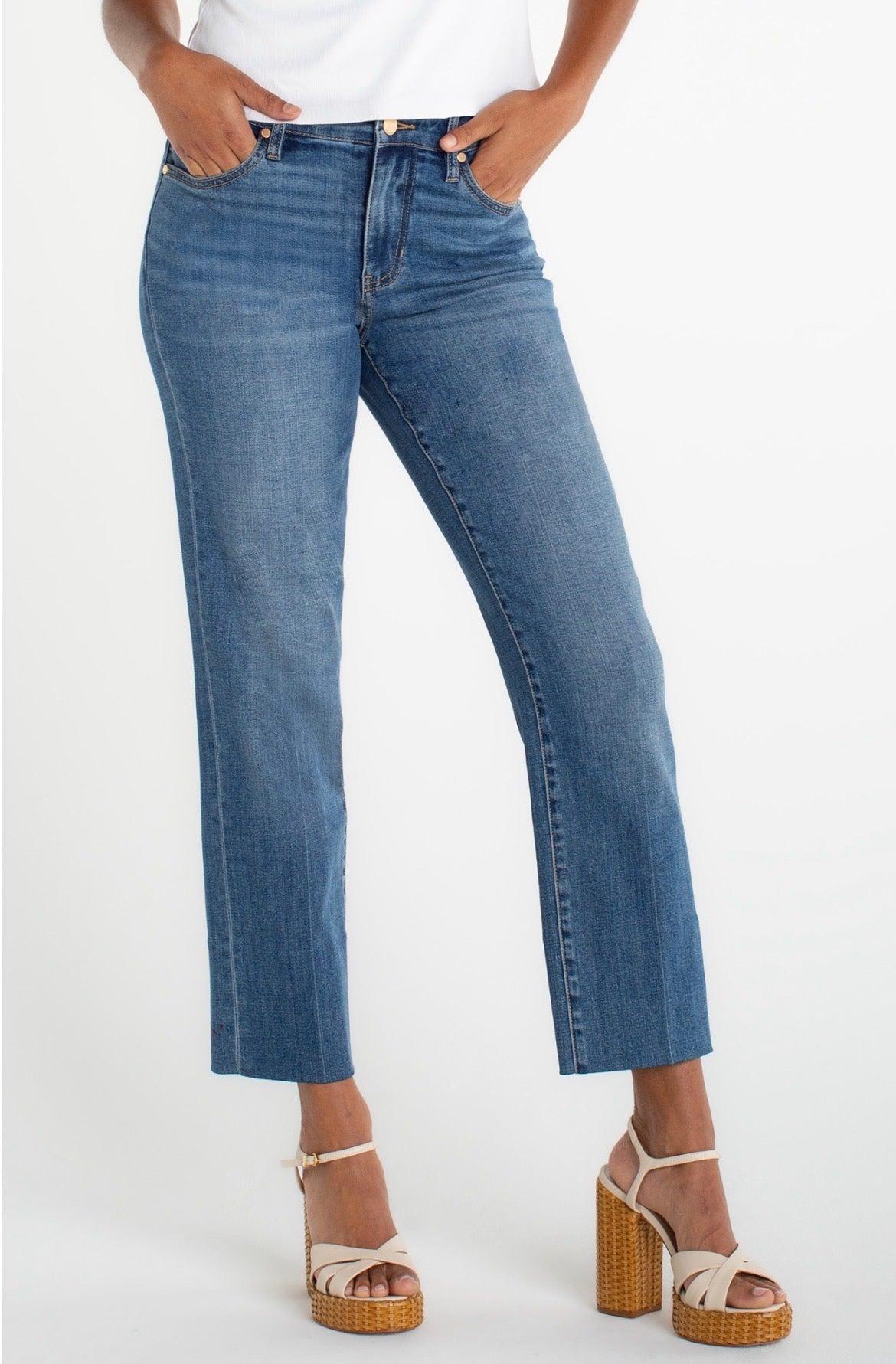 Liverpool Kennedy Crop Straight w/Blind Hem 28 inseam Mid Rise Denim