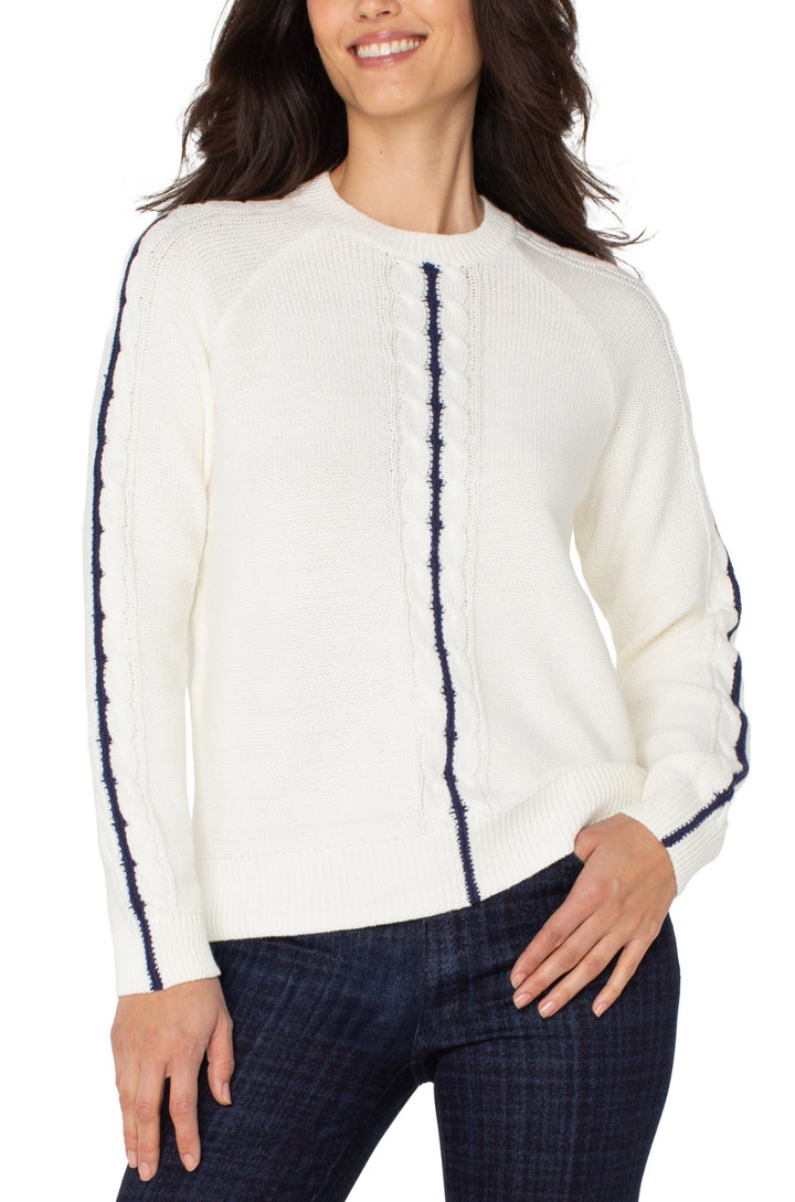 Liverpool L/S Crew neck Raglan Sweater Cream/Navy Mid Stripe