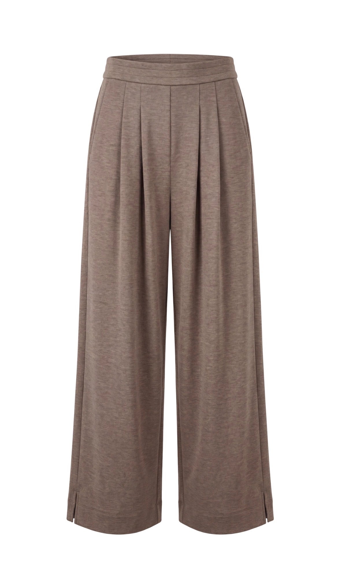 Liverpool Pull On Pleated Wide Leg Travel Pant Taupe